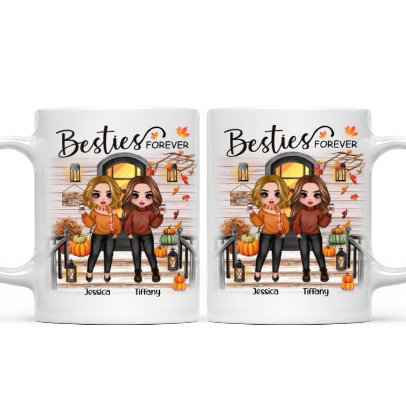 [TEST] Fall Season Standing Best Friends Sisters Front Porch Personalized Mug (11oz)