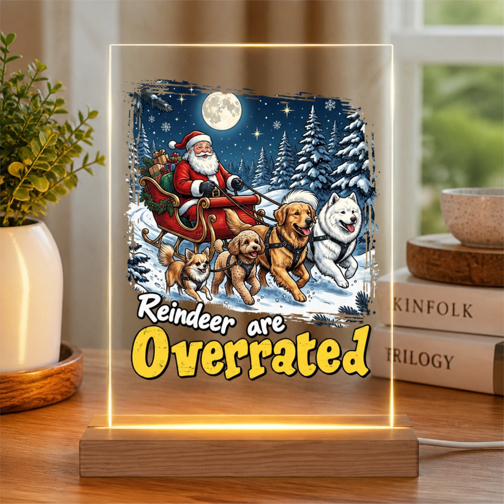 Trang_Test_Funny Santa Dog Reindeer Are Overrated Upload Pet Photo Personalized Plaque LED Night Light Christmas Gift for Dog Lovers New