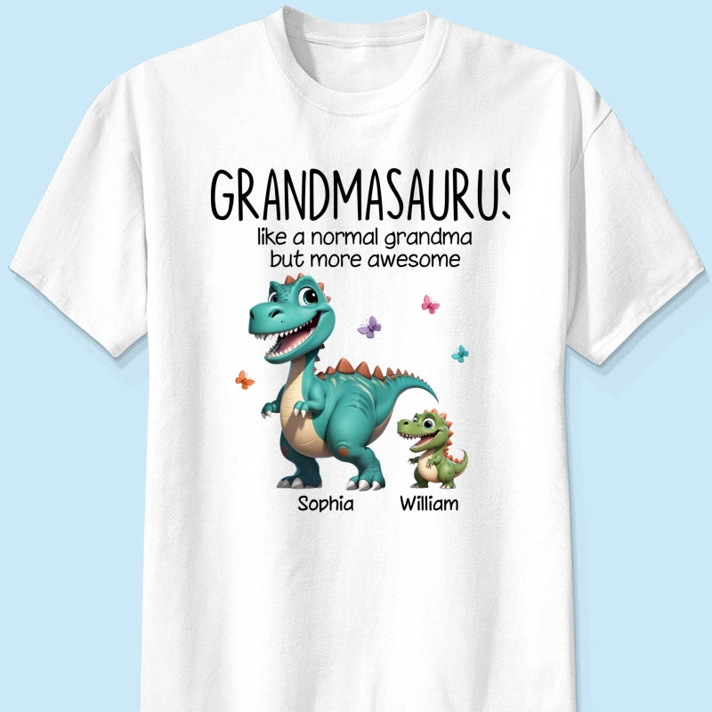 AMZ Grandmasaurus And Kids 3D Effect Dinosaurs Personalized Shirt | A Heartfelt Gift for Grandma's Birthday, Mother’s Day, or Just Because