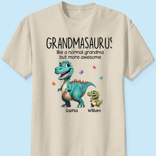 AMZ Grandmasaurus And Kids 3D Effect Dinosaurs Personalized Shirt | A Heartfelt Gift for Grandma's Birthday, Mother’s Day, or Just Because
