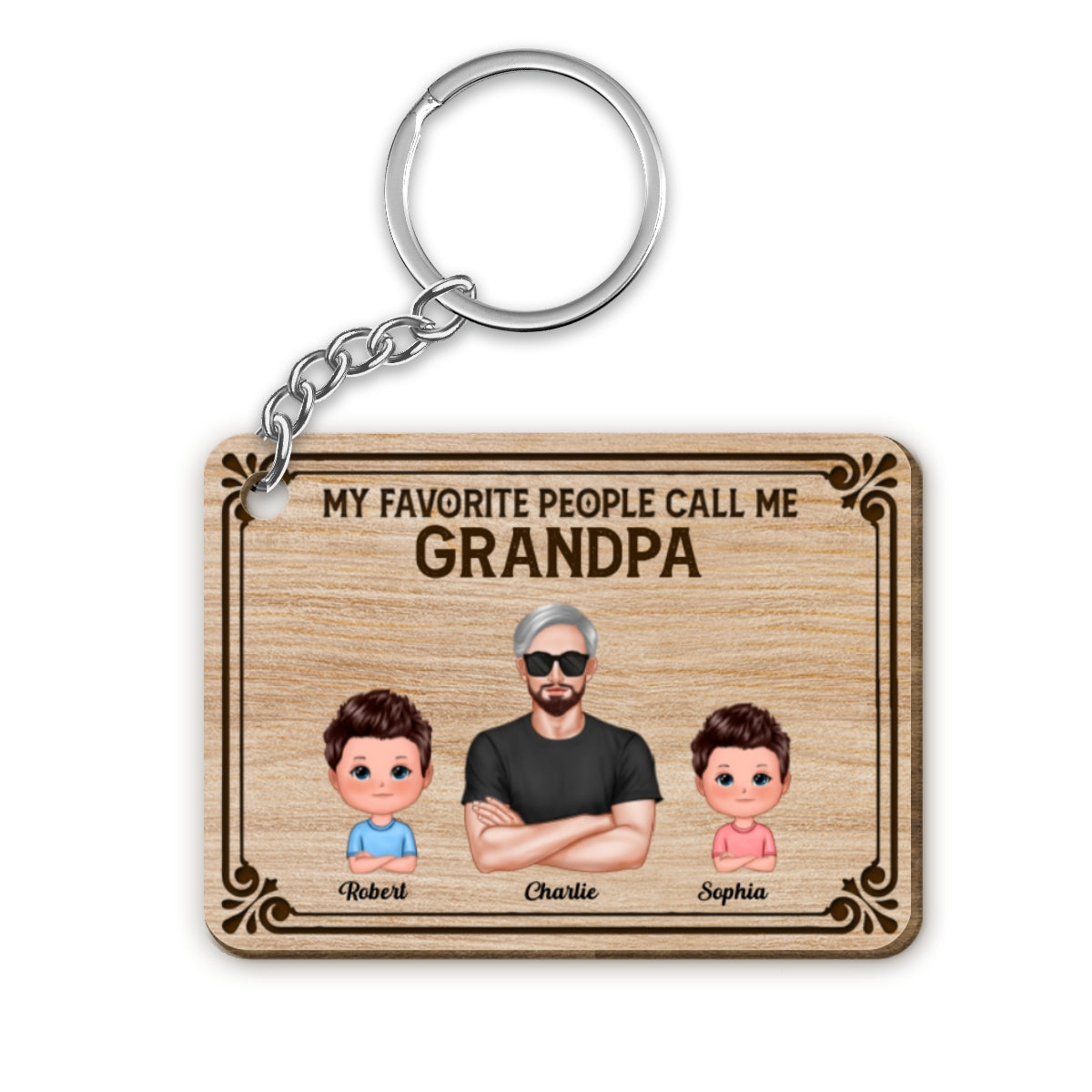 My Favorite People Call Me Grandpa Personalized Wooden Keychain