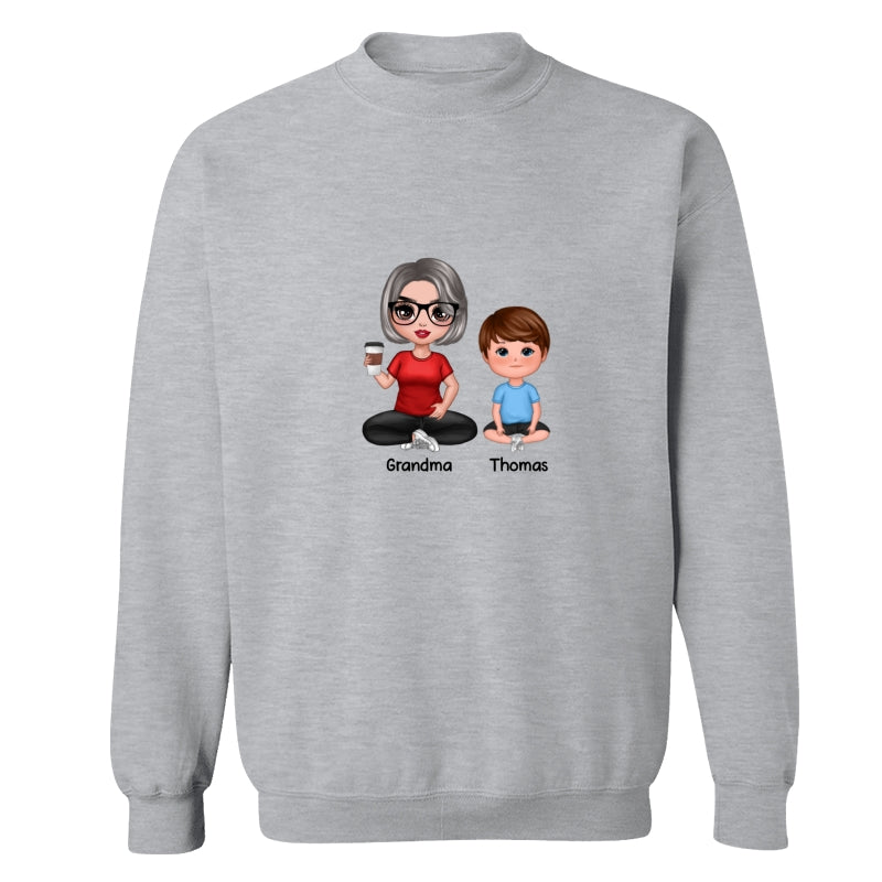 Doll Grandma Mom And Kids Sitting