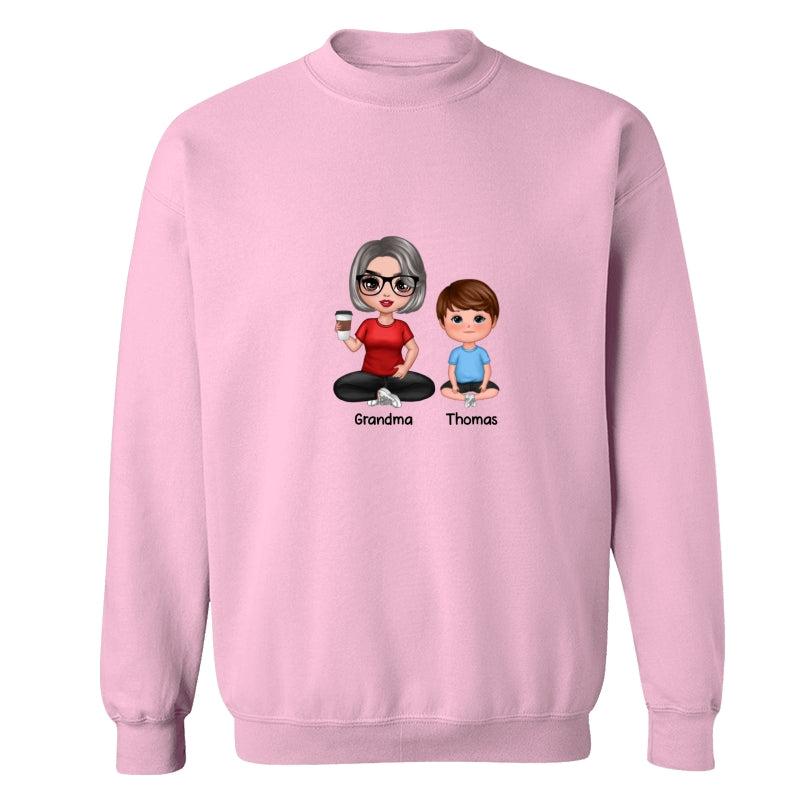 Doll Grandma Mom And Kids Sitting