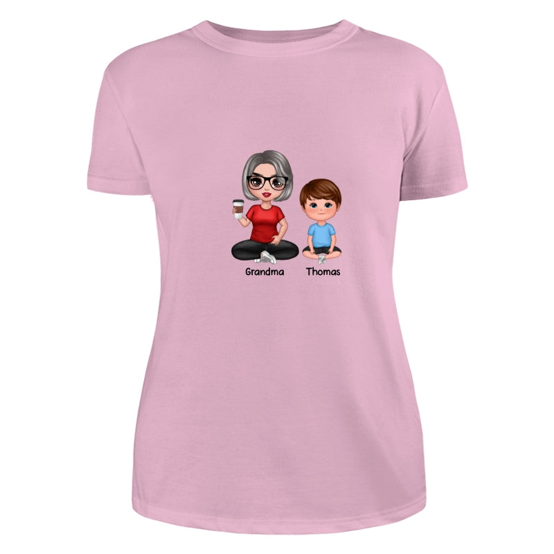 Doll Grandma Mom And Kids Sitting