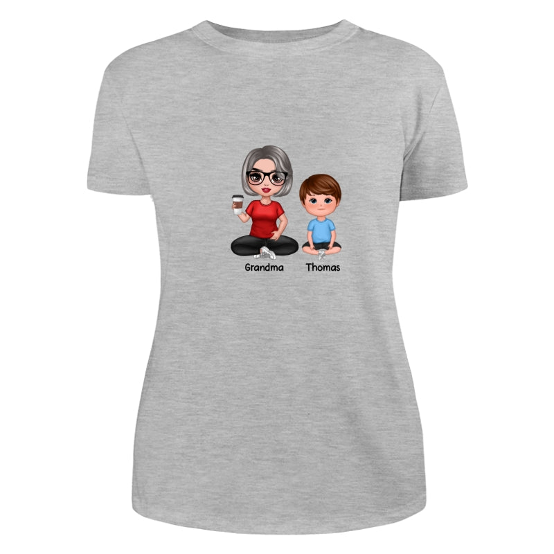Doll Grandma Mom And Kids Sitting