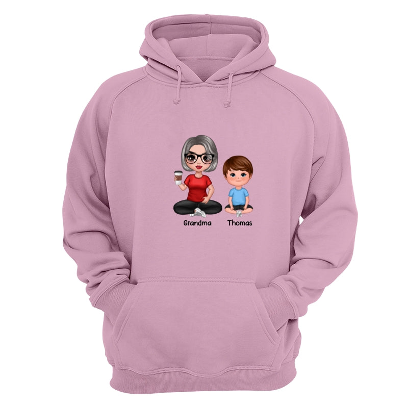 Doll Grandma Mom And Kids Sitting