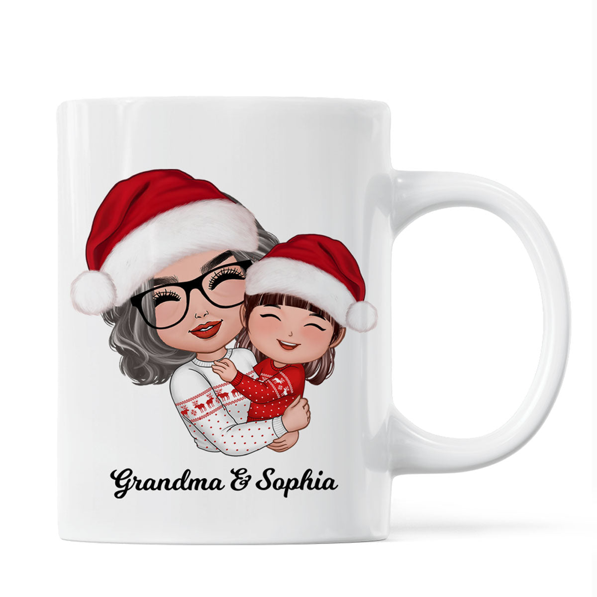 Doll Grandma Mom Hugging Kid Christmas Gift For Granddaughter Grandson Personalized Mug