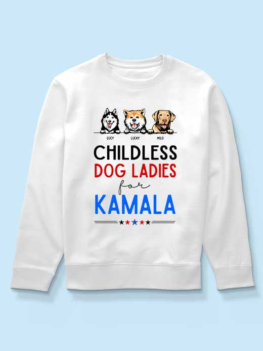 Childless Dog Ladies For Kamala, Kamala Harris 2024 President Shirt, Dog Mom Shirt