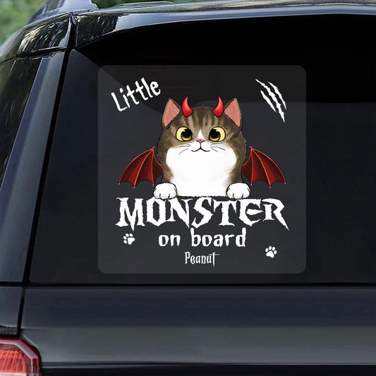 Little Monsters On Board Halloween Dogs Cats Personalized Decal, Halloween Decor