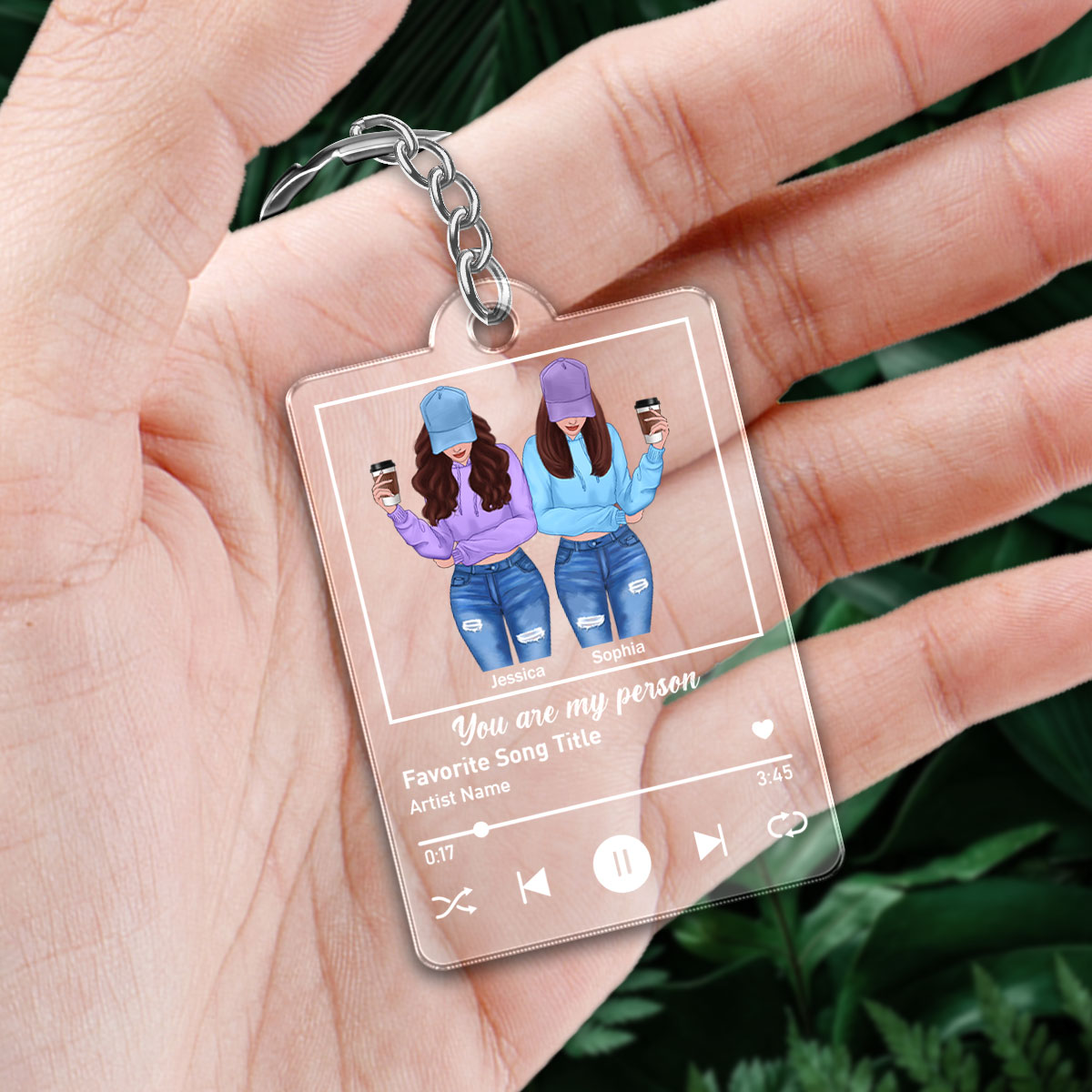 Front View Besties Favorite Song Personalized Acrylic Keychain