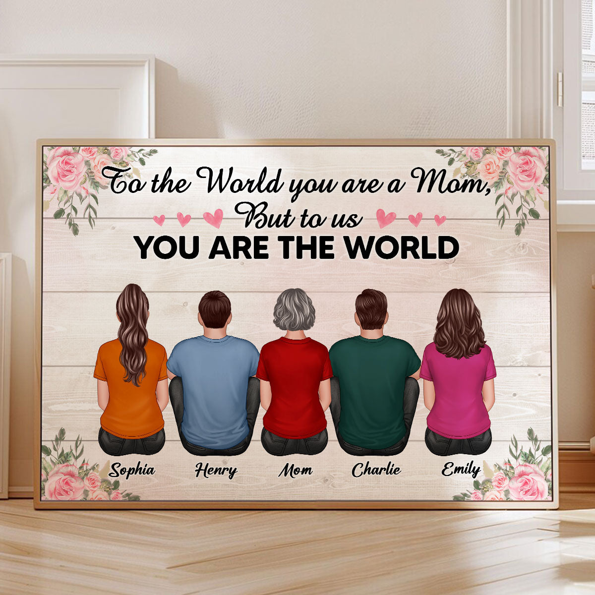 To The World You Are A Mom To Us You Are The World Floral Personalized Poster, Gift For Mom_Onboarding