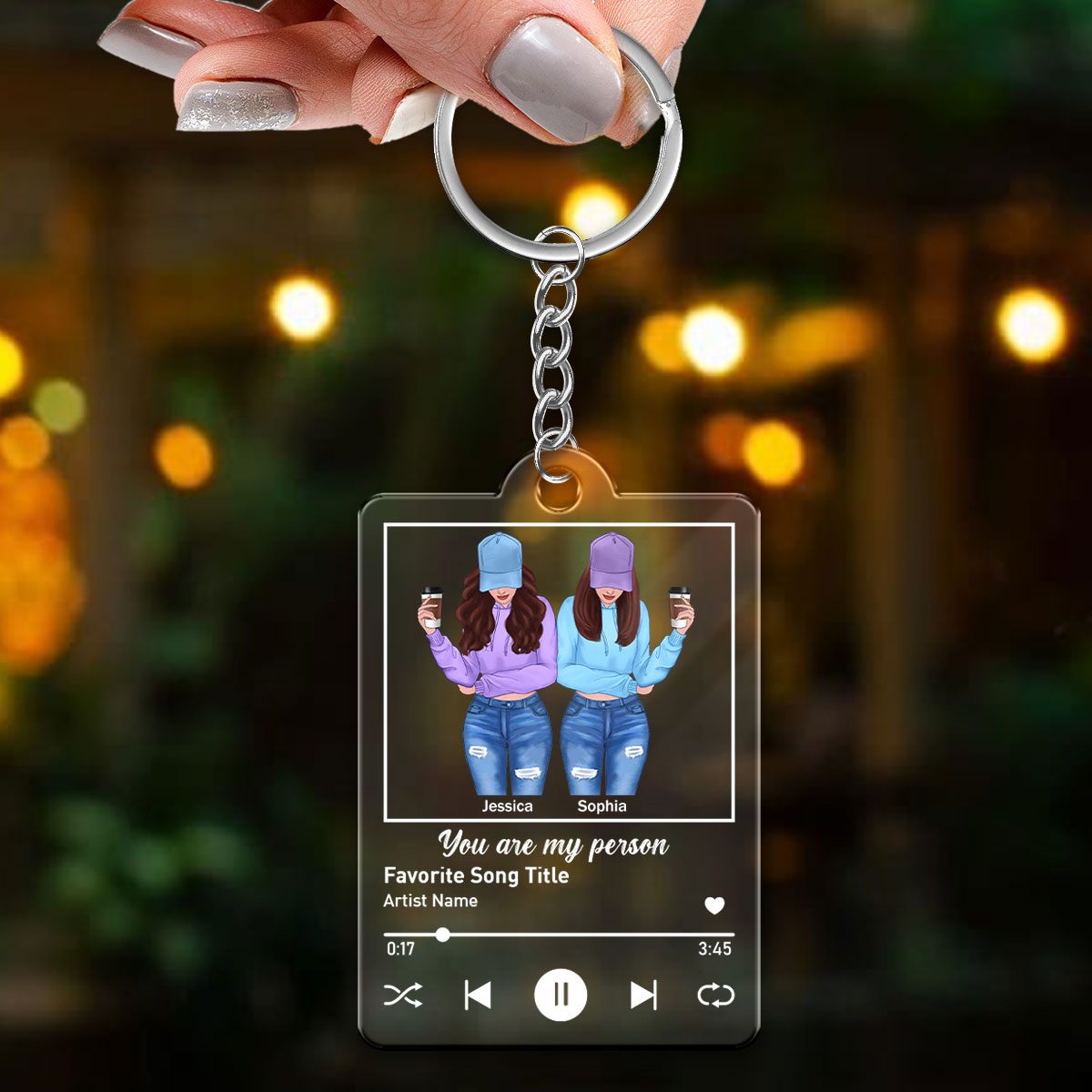 Front View Besties Favorite Song Personalized Acrylic Keychain