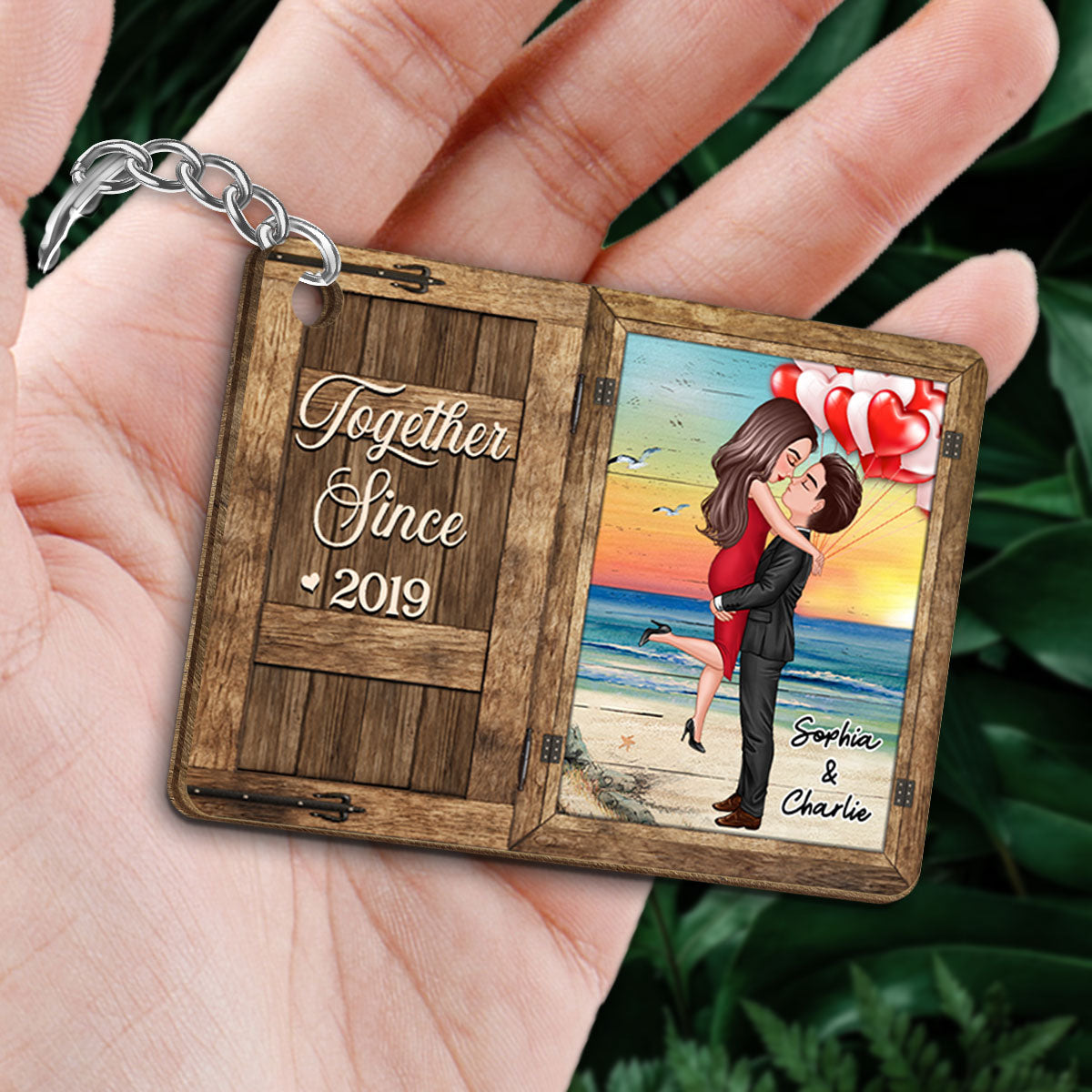All Of Me Loves All Of You Couple Window Personalized Wooden Keychain