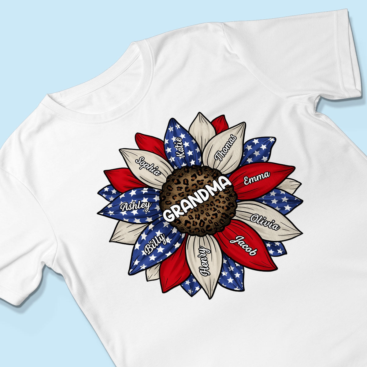 Grandma Leopard Nation Flag Sunflower Personalized Shirt