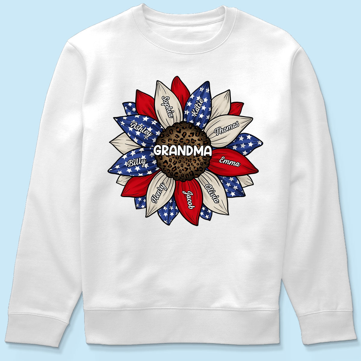 Grandma Leopard Nation Flag Sunflower Personalized Shirt