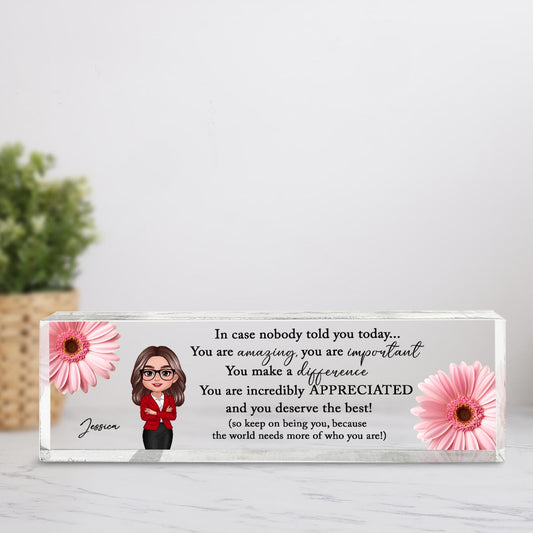 You Are Incredibly Appreciated, Coworker Colleagues Affirmations Personalized Acrylic Desk Name Plate, Office Gift, Appreciation Gift, Thank You Gift