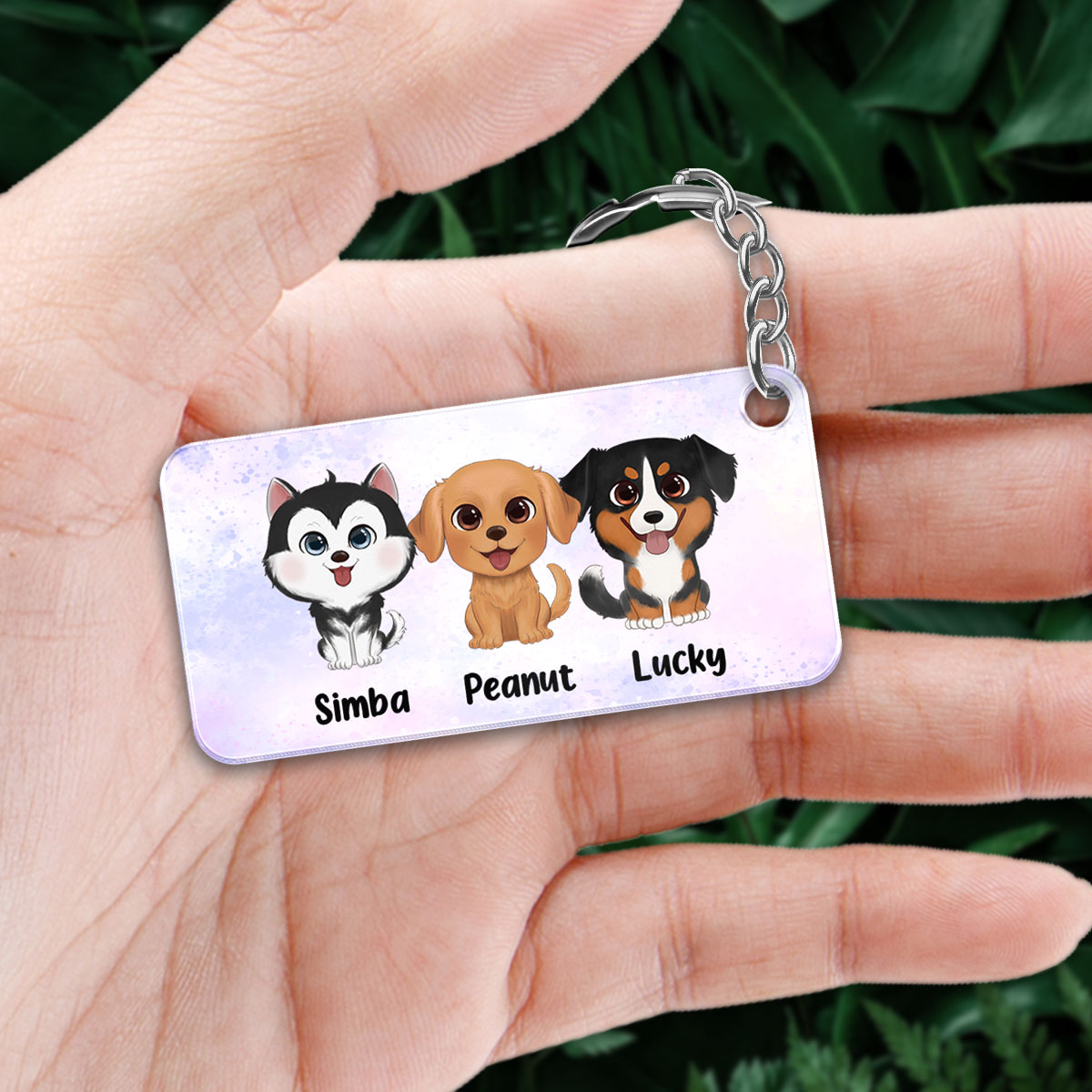 My Pets Home Alone Watercolor Dog Cat Personalized Acrylic Keychain