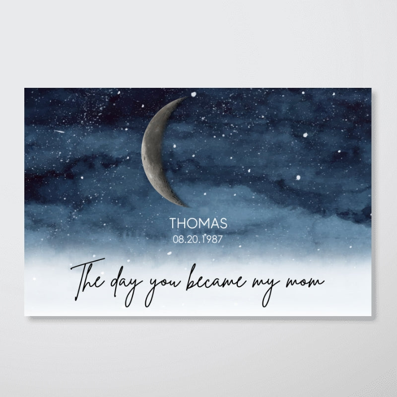 Copy of Starry Night The Day You Became Mom Custom Birth Moon Phase Personalized Poster, Heartfelt 2025 Mother's Day Gift For Mom