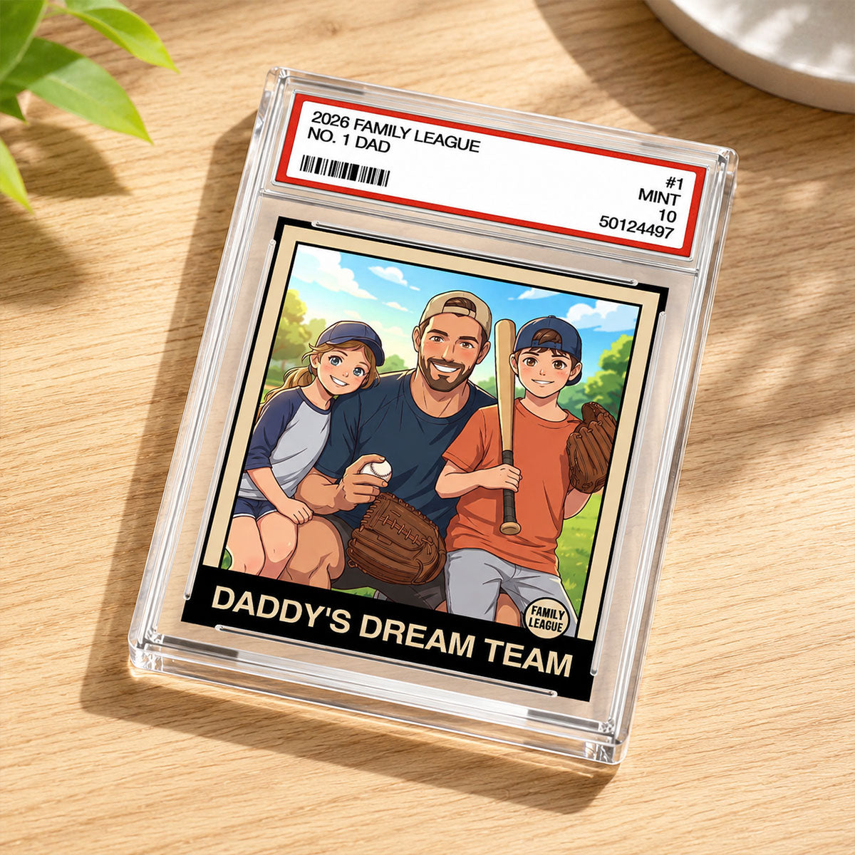 Copy of Cartoon Style Baseball Daddy's Dream Team Trading Card - Personalized Acrylic Block Plaque - Father's Day Gift For Baseball Dad, Husband