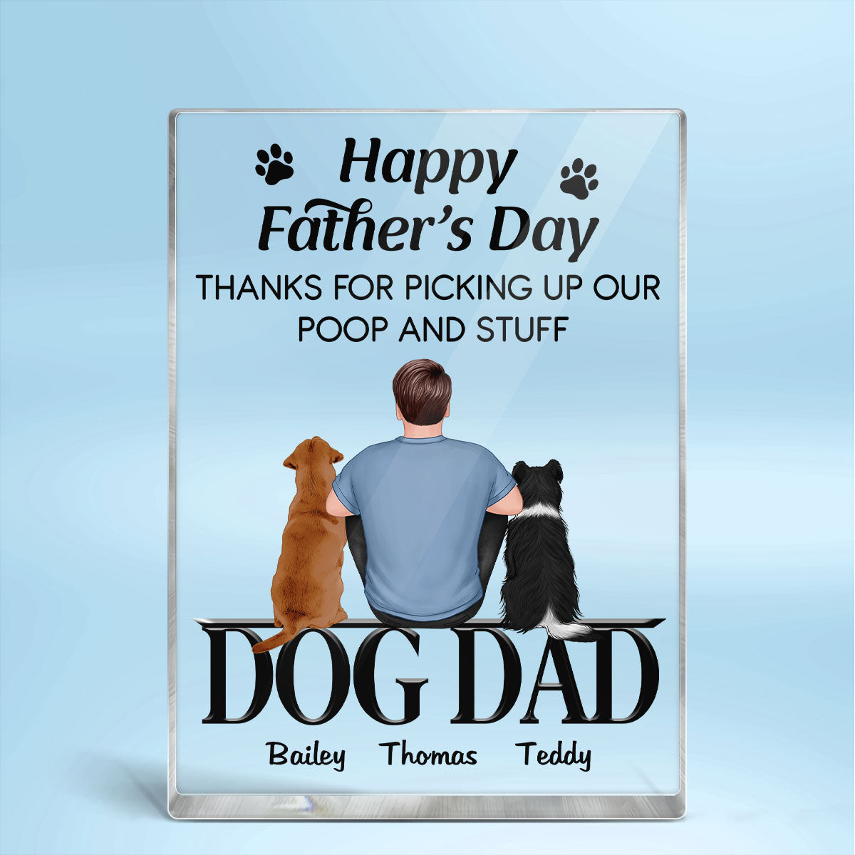 Happy Father‘s Day Dog Dad Sitting Personalized Rectangle Acrylic Block Plaque