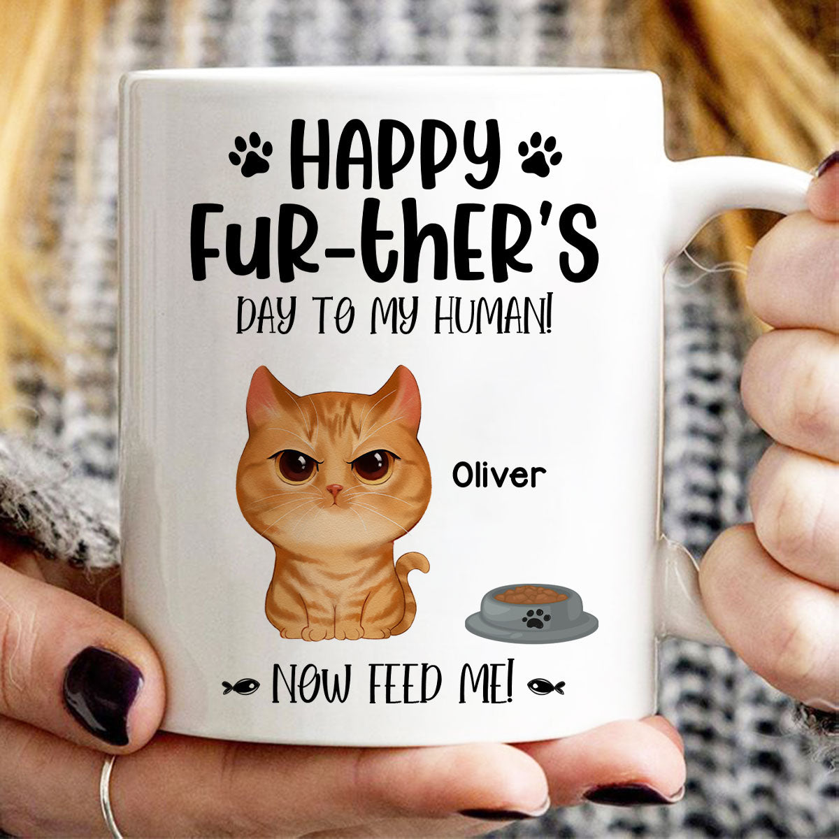 Angry Watercolor Cute Cats Happy Fur-ther‘s Day Father’s Day Gift For Cat Dads Personalized Mug