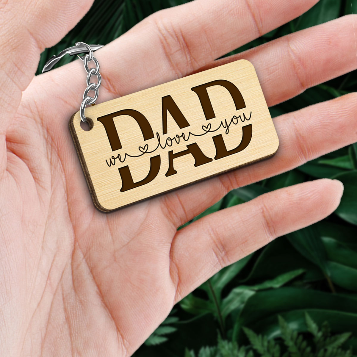Best Dad Ever Stick Family Couple Kids Dog Cat Personalized Wooden Keychain