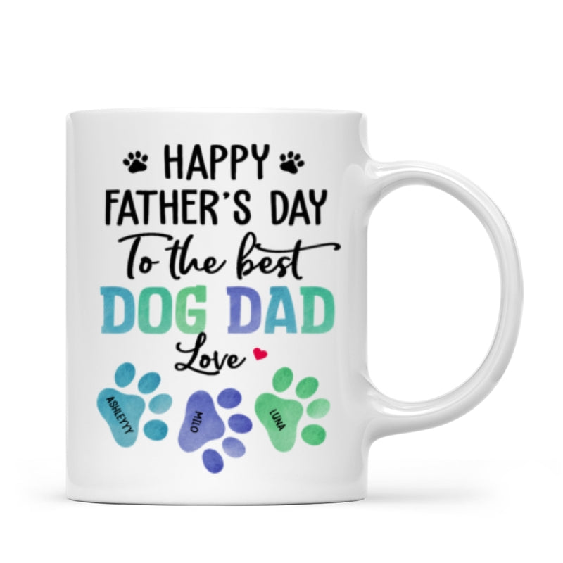 23051253743_Happy Father‘s Day Best Dog Dad Watercolor Paws Personalized Mug