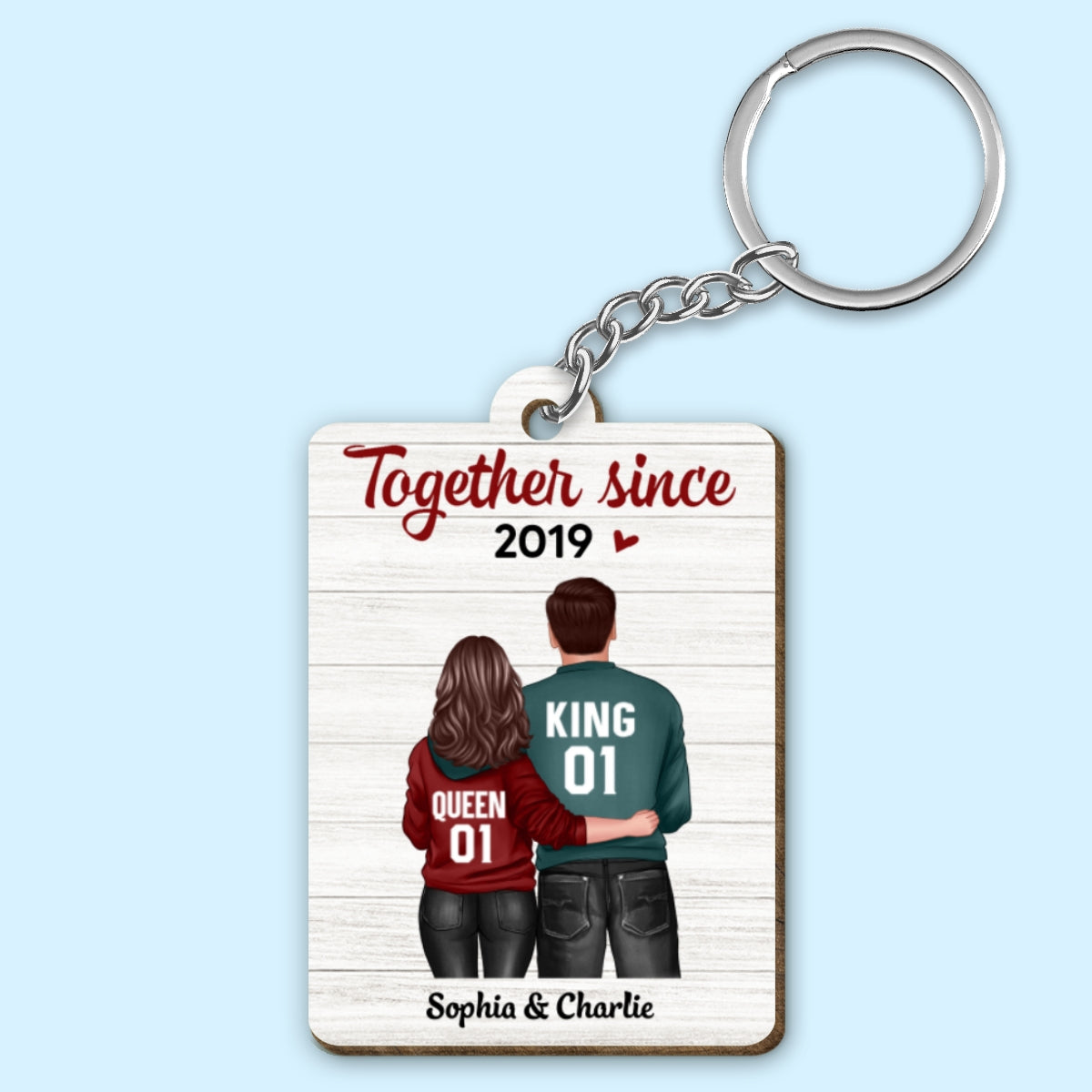Couple Standing We Got This Personalized Wooden Keychain