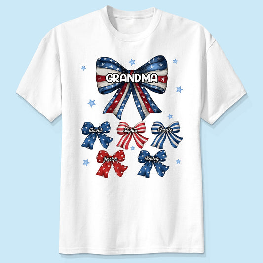 Coquette American Grandma Bow 4th Of July Independence Day Personalized Shirt
