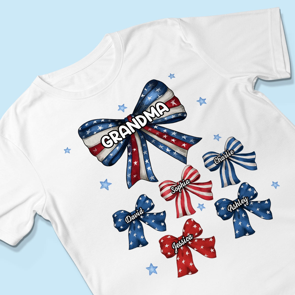 Coquette American Grandma Bow 4th Of July Independence Day Personalized Shirt