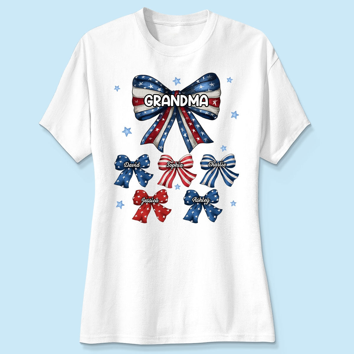 Coquette American Grandma Bow 4th Of July Independence Day Personalized Shirt