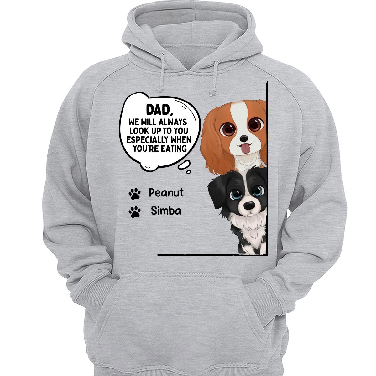 Dog Dad Mom We’ll Always Look Up To You Watercolor Cute Dogs Peeking Personalized Shirt