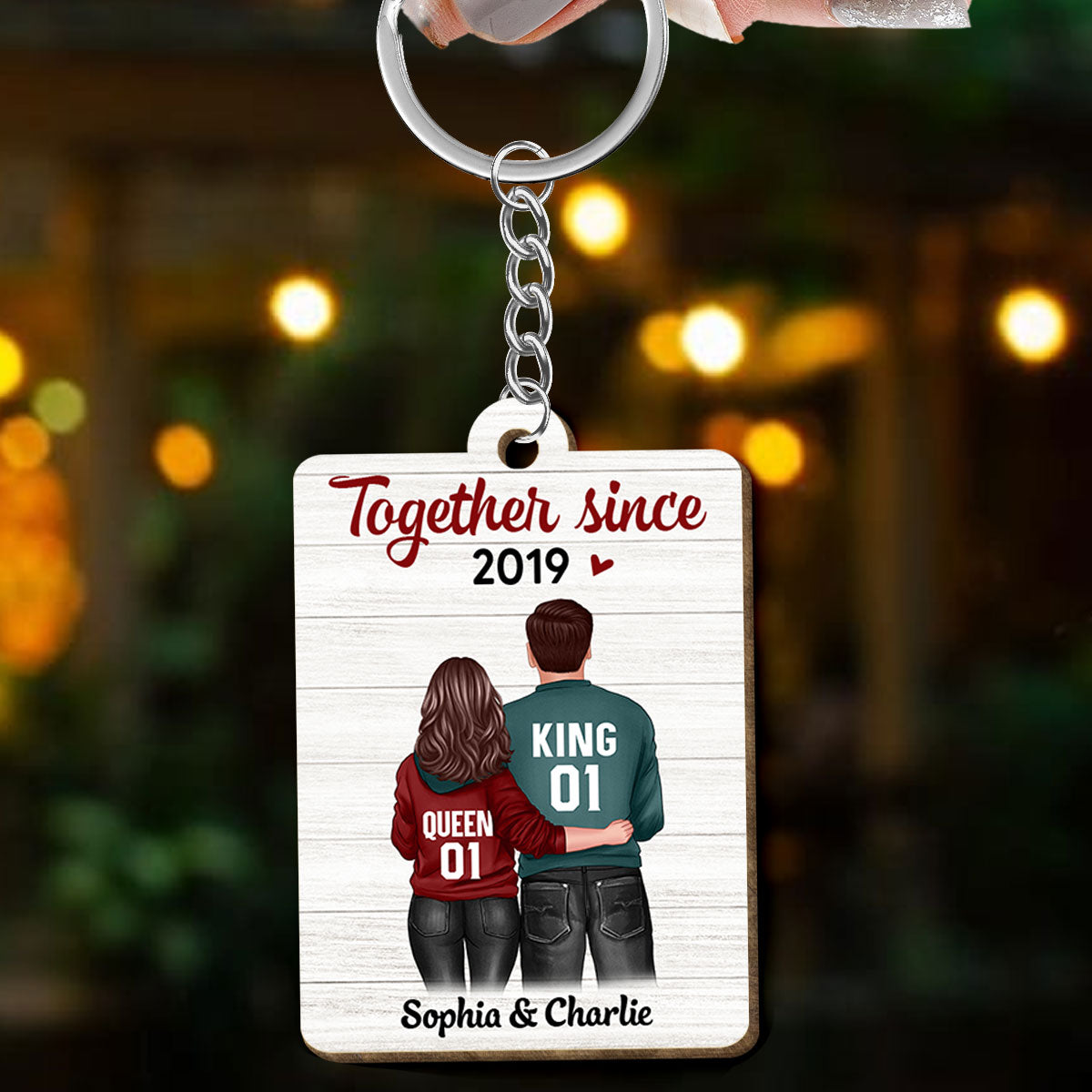 Couple Standing We Got This Personalized Wooden Keychain