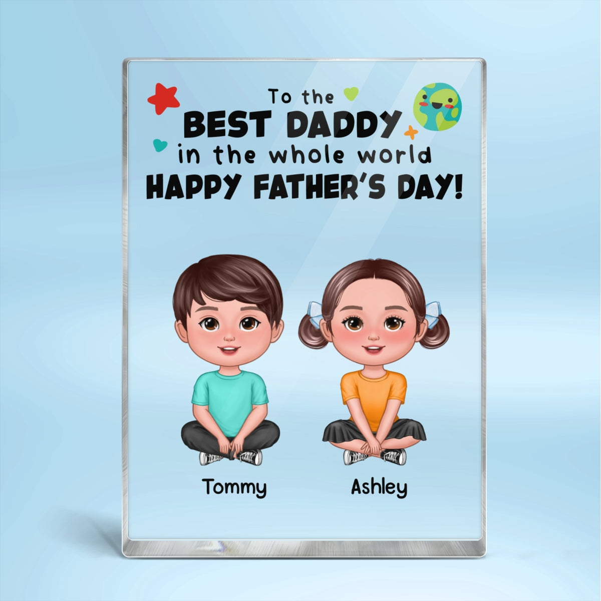 Best Dad Grandpa In The World Father‘s Day Gift Personalized Rectangle Acrylic Block Plaque
