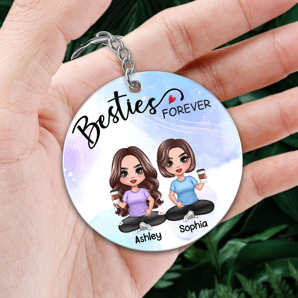 Doll Besties Sitting Besties Forever Personalized Acrylic Keychain