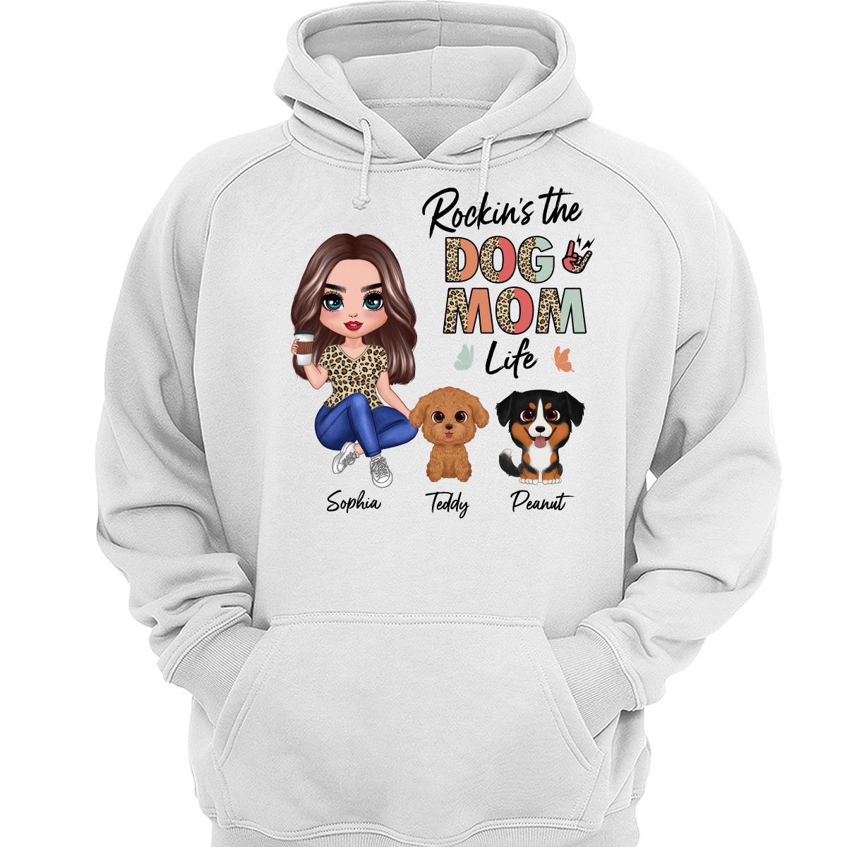 Rockin‘ Dog Mom Life Leopard Cute Watercolor Dog Personalized Shirt