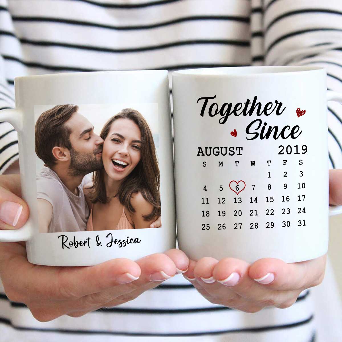 Calendar Couple Photo Personalized Mug - Anniversary Gift For Couple - Gift For Him Gift For Her