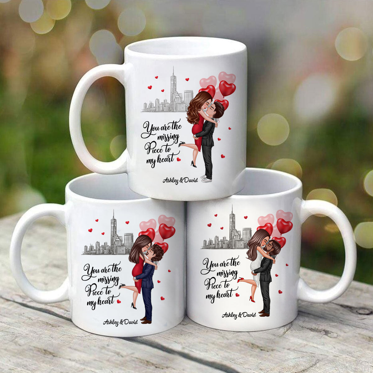 The Missing Piece To My Heart Valentine‘s Day Gift For Him, Gift For Her Personalized Mug