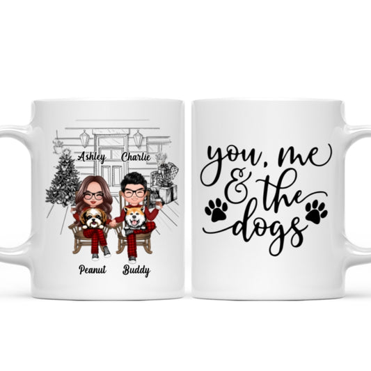 Couple And The Dogs Front Porch Personalized Christmas Mug