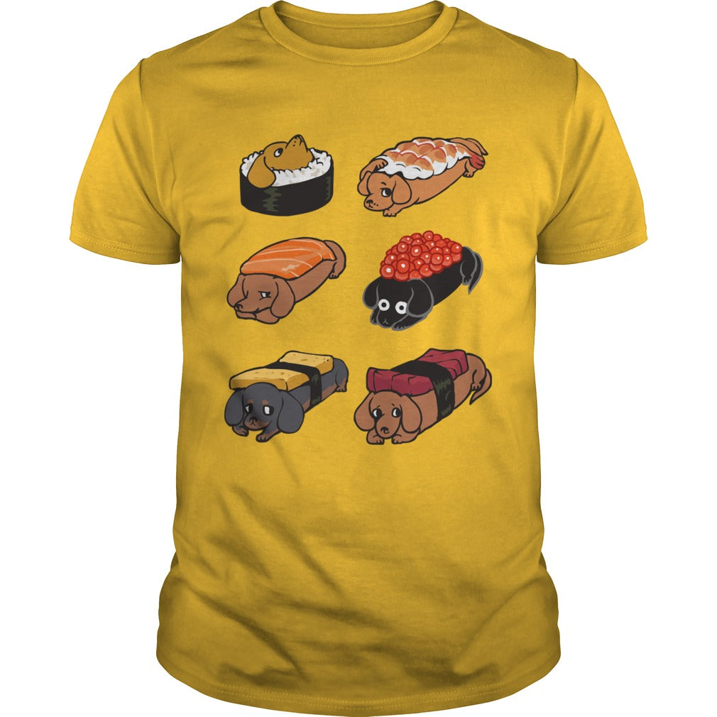 Funny Cute Sushi Daschunds Dachshund Doxie Wiener Sausage Dog Hoodie Pets Dogs Lovers