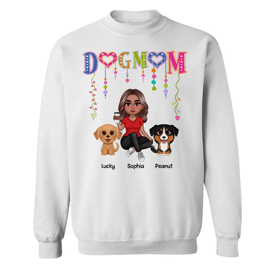 DOG MOM Strings Doll Woman And Watercolor Cute Dogs Personalized Shirt