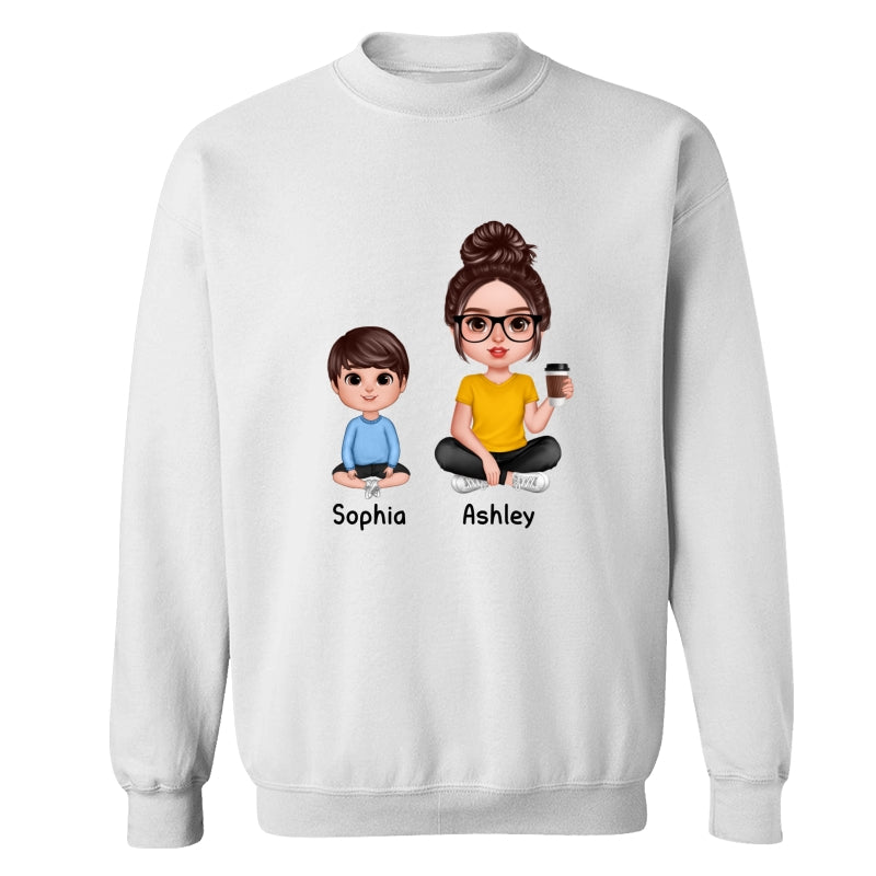 Realistic Grandma Mom And Kids Sitting Dad Grandpa And Kids Hands Outline Personalized Shirt