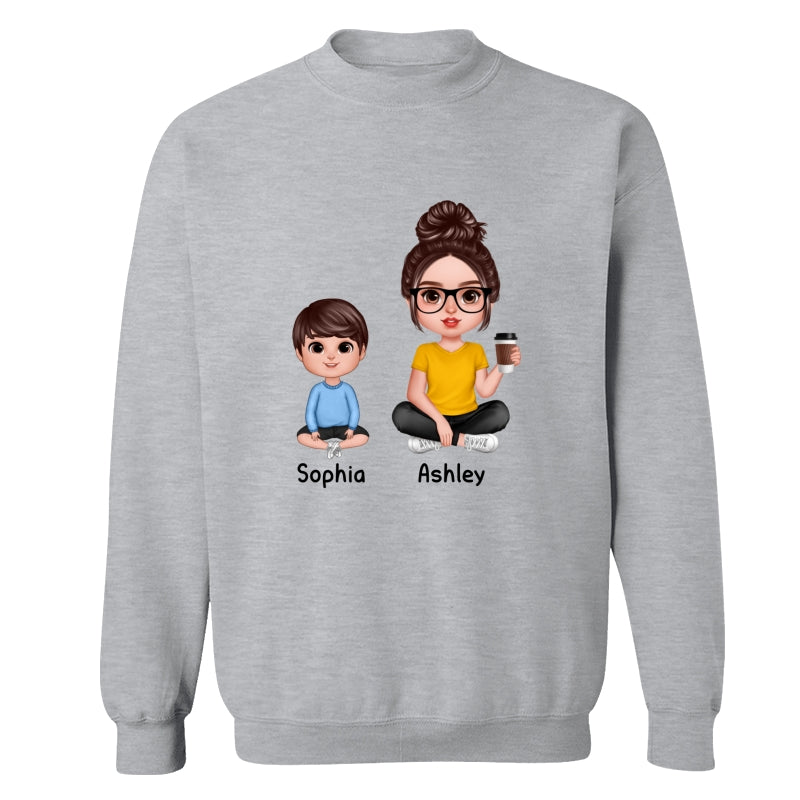 Realistic Grandma Mom And Kids Sitting Dad Grandpa And Kids Hands Outline Personalized Shirt