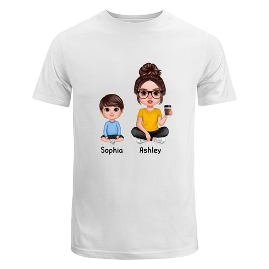 Realistic Grandma Mom And Kids Sitting Dad Grandpa And Kids Hands Outline Personalized Shirt