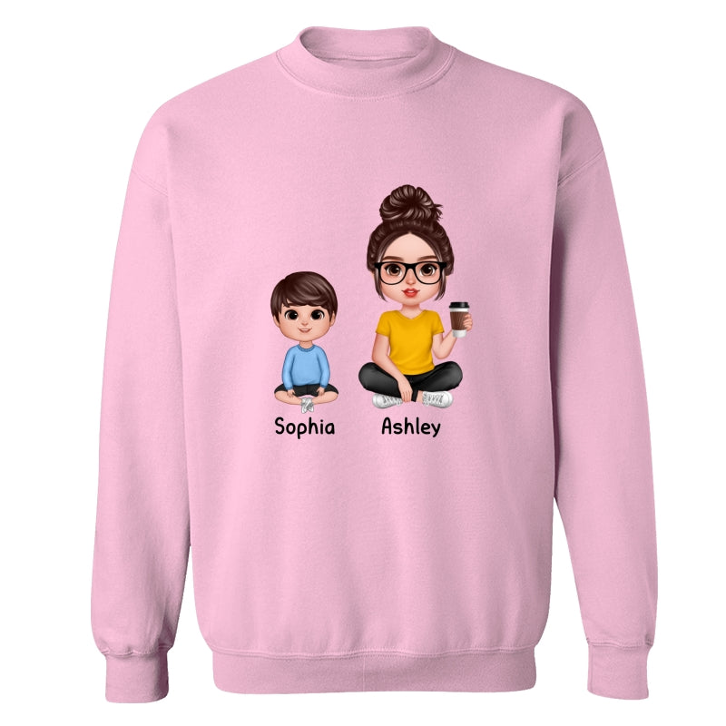 Realistic Grandma Mom And Kids Sitting Dad Grandpa And Kids Hands Outline Personalized Shirt
