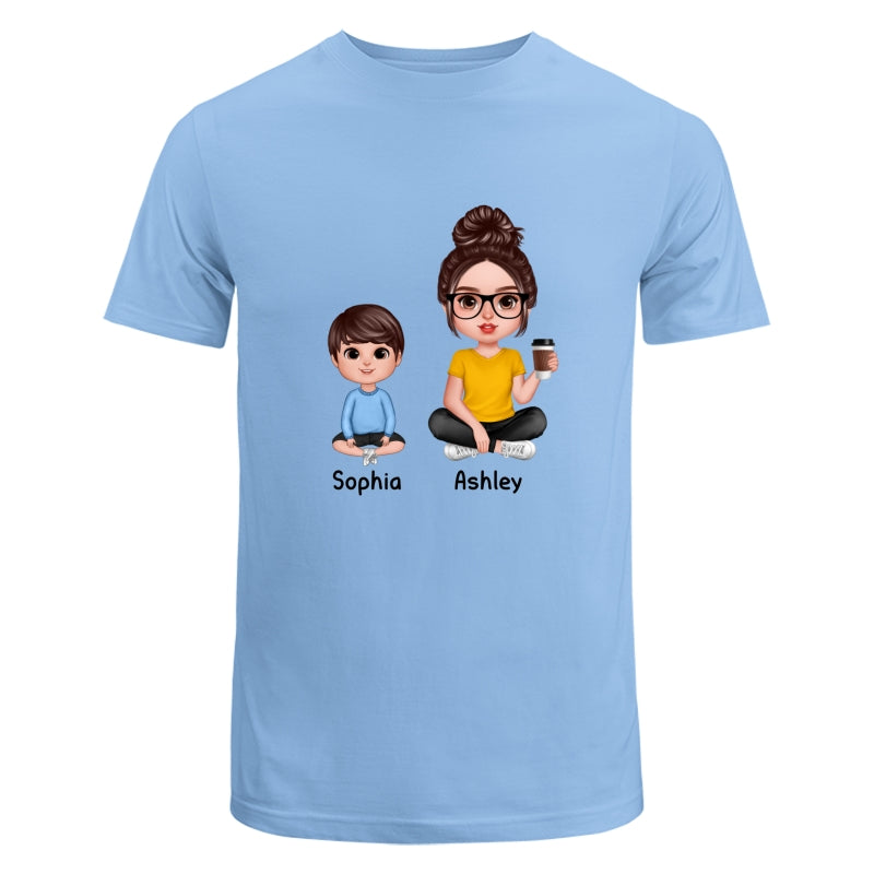 Realistic Grandma Mom And Kids Sitting Dad Grandpa And Kids Hands Outline Personalized Shirt