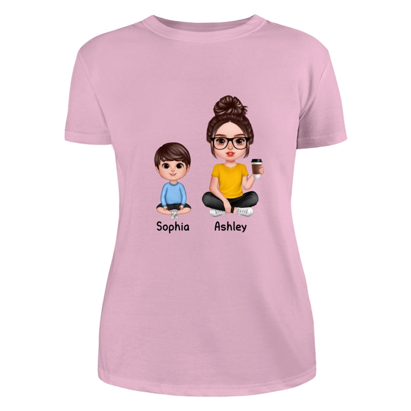Realistic Grandma Mom And Kids Sitting Dad Grandpa And Kids Hands Outline Personalized Shirt