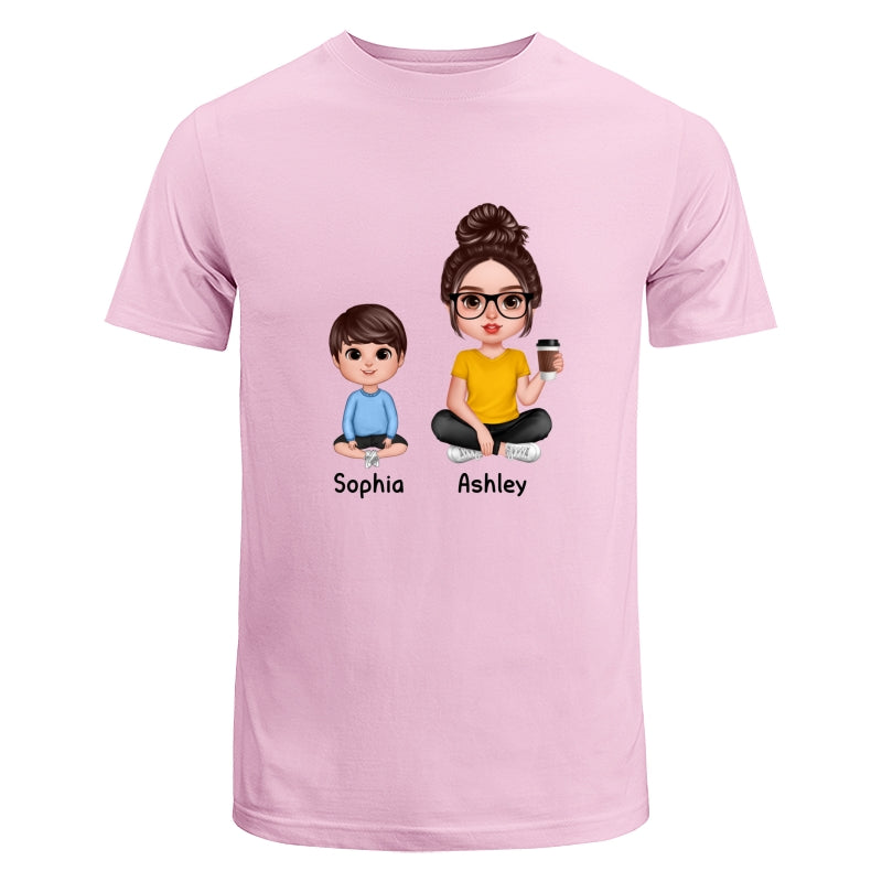 Realistic Grandma Mom And Kids Sitting Dad Grandpa And Kids Hands Outline Personalized Shirt