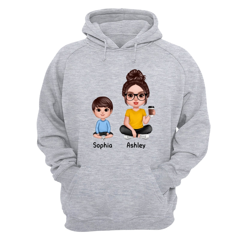 Realistic Grandma Mom And Kids Sitting Dad Grandpa And Kids Hands Outline Personalized Shirt