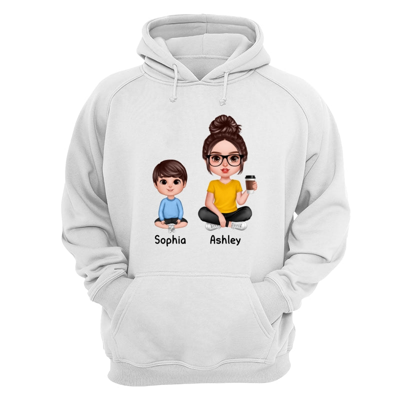 Realistic Grandma Mom And Kids Sitting Dad Grandpa And Kids Hands Outline Personalized Shirt